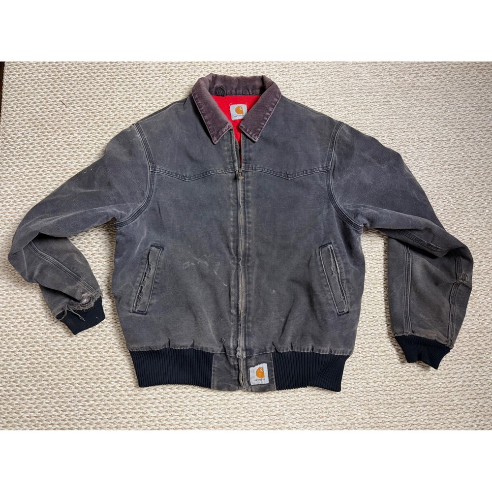 Carhartt Santa Fe Jacket Faded Black Duck Canvas Western Yoke Vintage J14 BLK